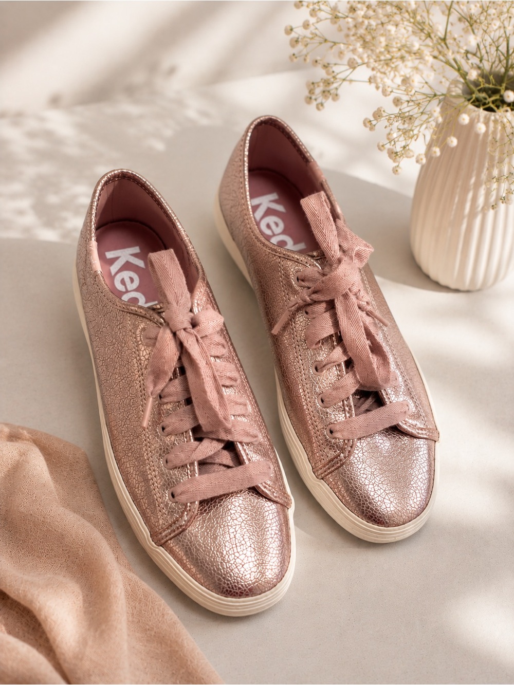 Keds Metallic Rose Lace-Up Sneakers